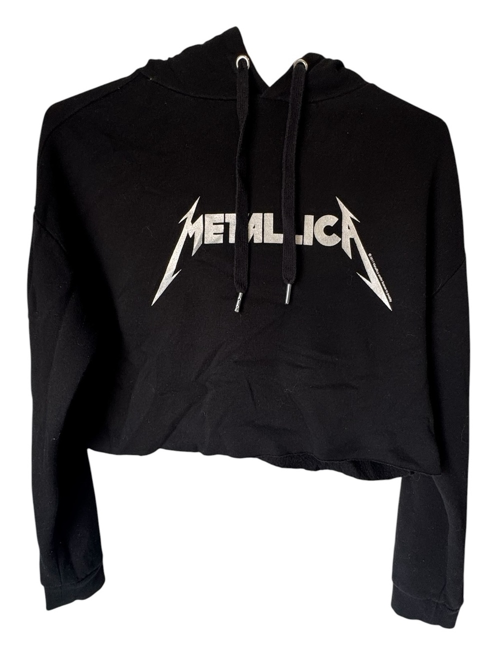 Metallica Rock Band Black & Silver 2017 Cropped Hoodie Sweatshirt Women’s XS